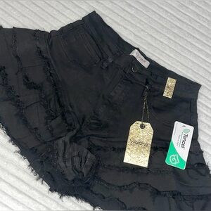 NWT High Waisted Black Ruffle Shorts Vibrant MIU Made in USA